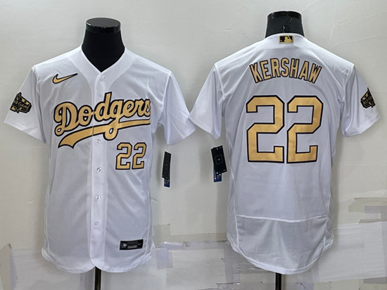 Men's Los Angeles Dodgers #22 Clayton Kershaw 2022 All-Star White Flex Base Stitched Baseball Jersey